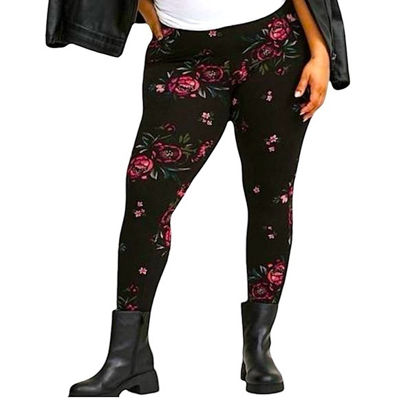 TORRID Floral Deep‎ Black Premium Legging NWT - Picture 2 of 7